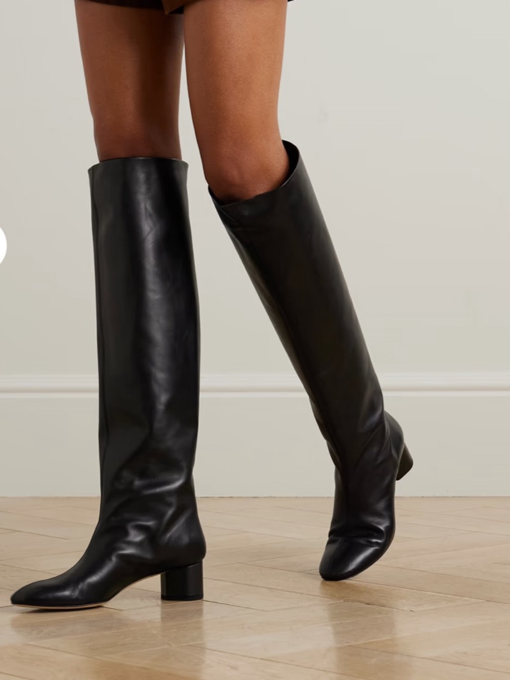 Aeyde Willa Knee High Leather Boots Black Pull on OTK Size 8